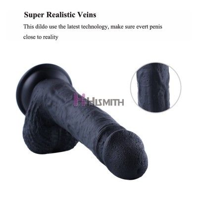 21 cm Flexible Lifelike Silicone Black Dildo for Hismith Sex Machines
