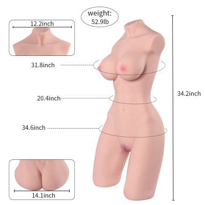 Lifesize Half Body Sex Doll, Sexy Lady with Vagina Auns and Breast, Realistic Silicone Sex Doll