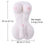 12 lb Sex Love Doll Androgyny Body 3D Realistic Big Breast Penis Sex Love Doll Torso for Couples (White)