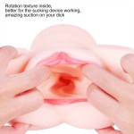 Handheld Lifelike Vagina with Suction and Vibration, Soft TPE Maturbator for Men