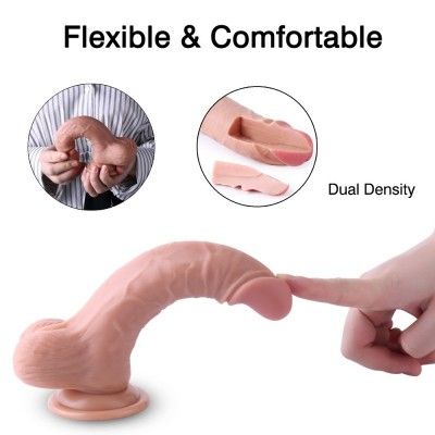 19 cm Realistic Dual Layered PVC Dildo with Suction Cup - Hismith
