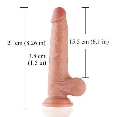 8.3 Inches Silicone Realistic Dildo with Lifelike Glan and Eggs for Quick Connector