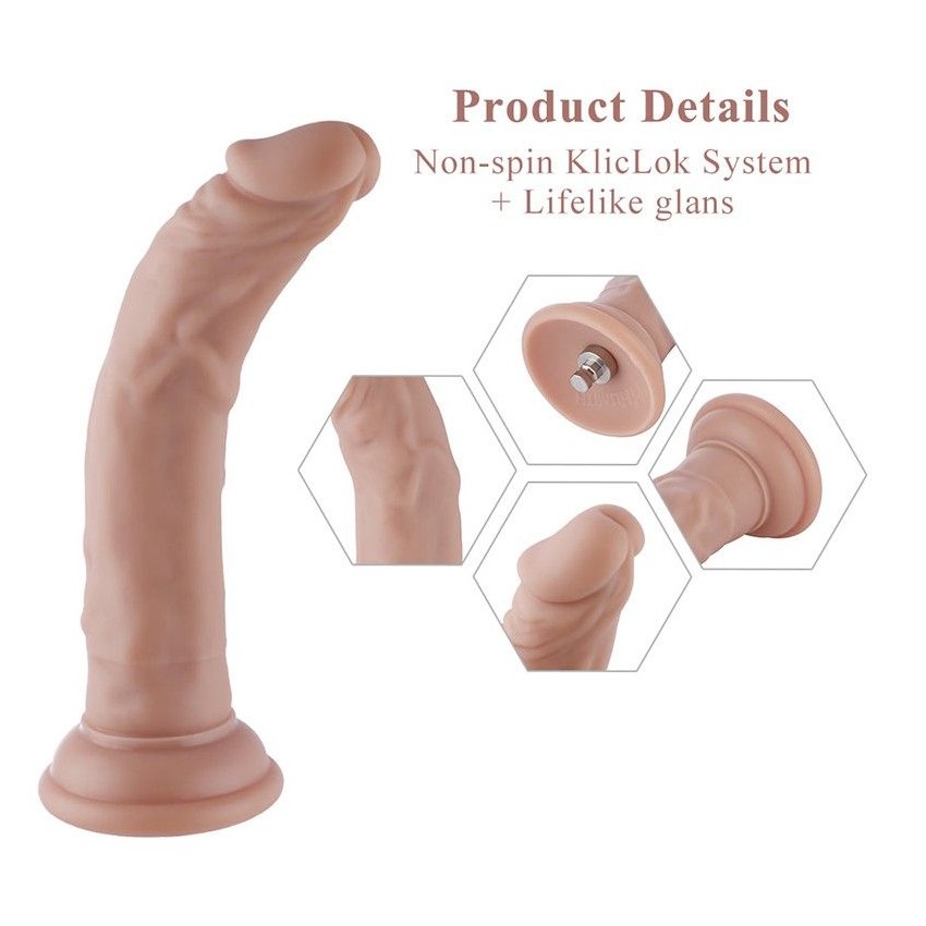 19 cm (7.5 in) Slim Realistic Silicone Anal Dildo with Kliclok Connector for Beginners