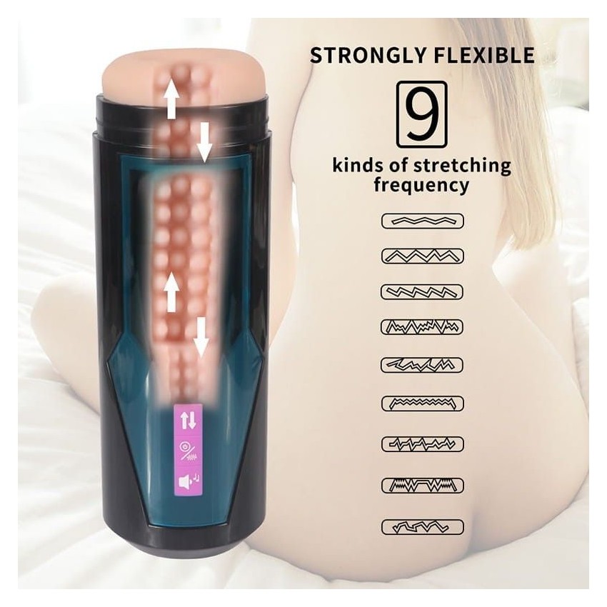 Thrusting Masturbation Cup with 9 Frequency Vibration for Hismith Premium Sex Machine with KlicLok System