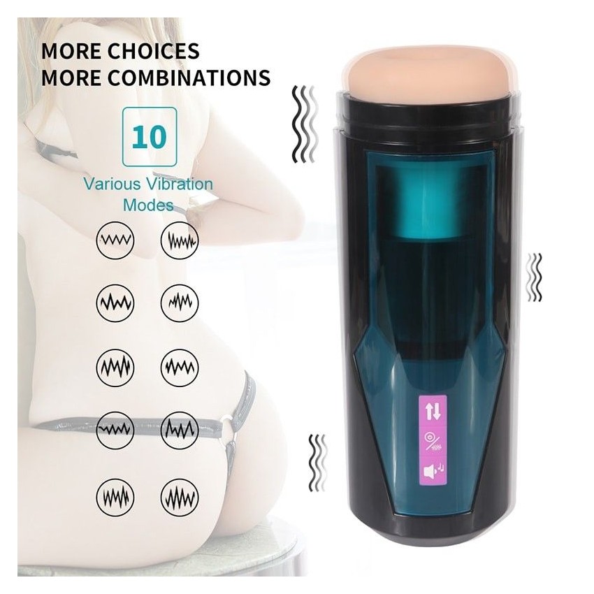 Thrusting Masturbation Cup with 9 Frequency Vibration for Hismith Premium Sex Machine with KlicLok System