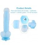 9.65" Glowing Realistc Dildo, Silicone Sex Toy for Hismith Sex Machine With KliclLok System