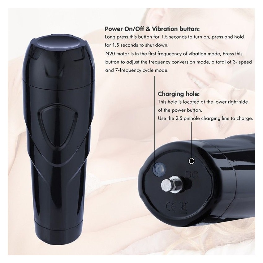 Hismith Rechargeable Male Masturbator for Sex Machine, 3-Speed and 7-Frequency Vibration Modes