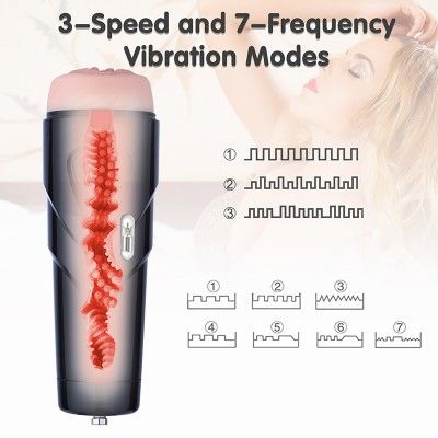 Hismith Rechargeable Male Masturbator for Sex Machine, 3-Speed and 7-Frequency Vibration Modes