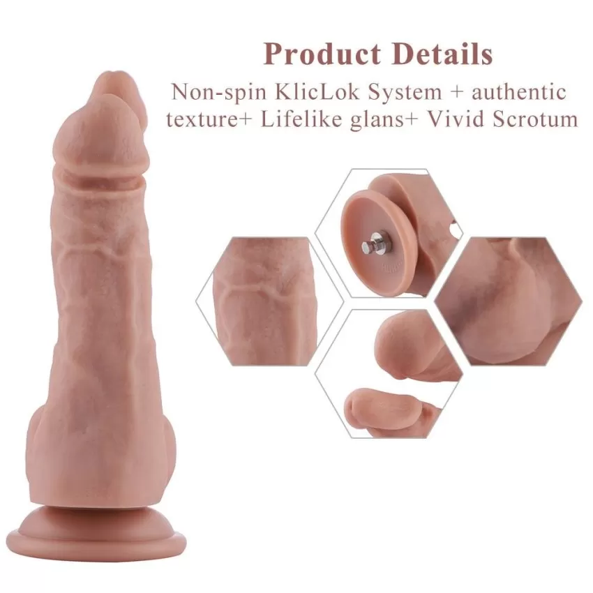 Hismith 7.28" Double Penis silicone dildo for KlicLok System, 4.33" Insertable Length, 1.57" Diameter