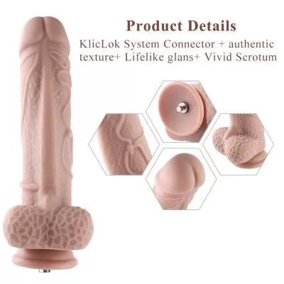 Hismith 11.3" Multi-Texturing Thick Silicone Dildo with KlicLok System for Hismith Premium Sex Machine
