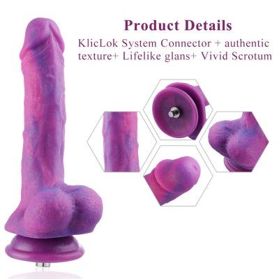 8.4"(21.3cm) Colorful Vibrating Silicone Dildo for Hismith KlicLok System