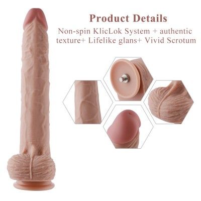 11.8"(30cm) Extra-Length Vibrating Silicone Dildo for Hismith Sex Machine With KlicLok System