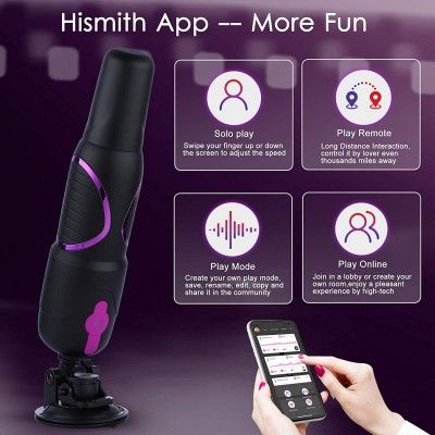 Hismith Pro Traveler 3.0 APP Controlled Sex Machine with Super Powerful Suction Mount for Male and Female