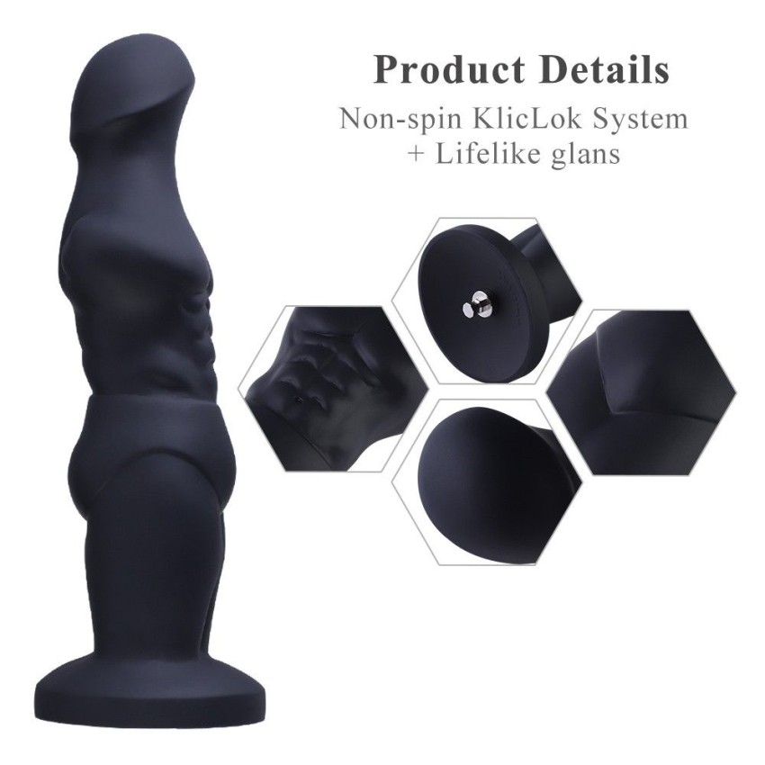 Hismith 9.25” Silicone Dildo with KlicLok System, Muscular-man-shaped