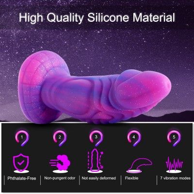 Hismith 8'' Vibrating Dildo with 3 Speeds + 4 Modes, Slightly Curved Silicone Dong for Sex Machines