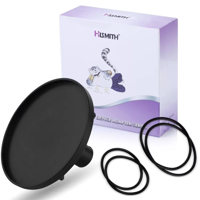 Hismith Suction Cup Adapter for Non-suction Dildos, with 2 Pair Rubber Bands