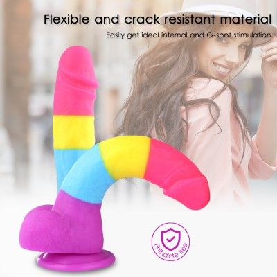 Hismith 8.2" Silicone Rainbow Dildo with Suction Cup