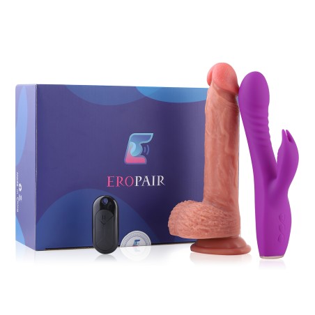 App-Interactive Vibrating Dildo and Vibrator Bundle, Eropair 2-in-1 Lesbian Pleasure Set