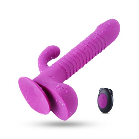 Remote Controlled Rechargeable Mini Sex Machine, Vaginal Thrusting And Rotating Dildo Vibrator With Clitoral Stimulation