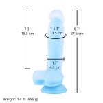 Hismith 24,6 cm pikkune pimedas helendav silikoonist dildo eemaldatava Kliclokiga
