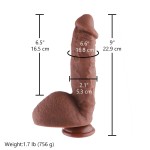 Hismith 22,9 cm realistlik silikoonist dildo elutruude detailidega, pruun/nahavärvi/must