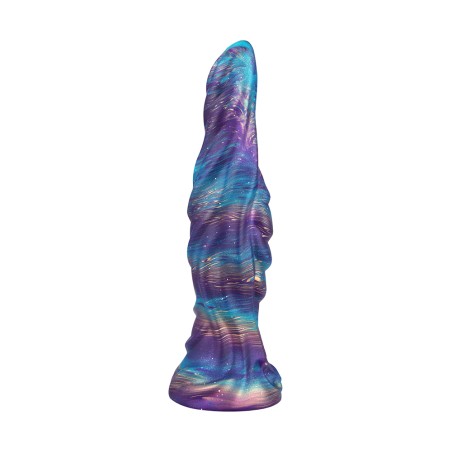 Cosmic Spiral Silicone Dildo with Swirled Texture & Suction Base, S/M