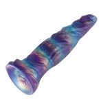 Cosmic Spiral Silicone Dildo with Swirled Texture & Suction Base, S/M