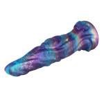 Cosmic Spiral Silicone Dildo with Swirled Texture & Suction Base, S/M