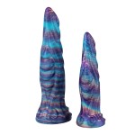 Cosmic Spiral Silicone Dildo with Swirled Texture & Suction Base, S/M