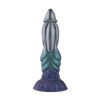 Emerald Tyrant Silicone Dildo – 9.5" Textured Fantasy Shaft with Suction Base & Metallic Finish