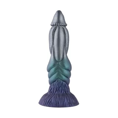 Emerald Tyrant Silicone Dildo – 9.5" Textured Fantasy Shaft with Suction Base & Metallic Finish
