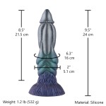Emerald Tyrant Silicone Dildo – 9.5" Textured Fantasy Shaft with Suction Base & Metallic Finish