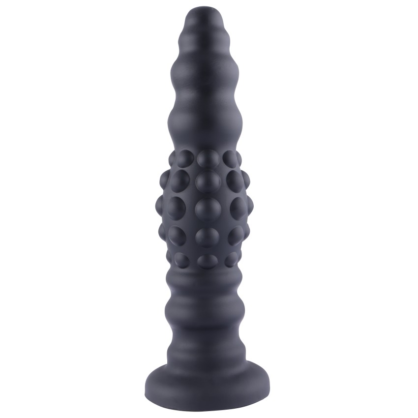 HISMITH 11.3" Silicone Squirting dildo,10.6" Insertable Length with flexible tube and Kliclok System, L Dots Ripple Black