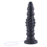 HISMITH 11.3" Silicone Squirting dildo,10.6" Insertable Length with flexible tube and Kliclok System, L Dots Ripple Black