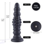HISMITH 11.3" Silicone Squirting dildo,10.6" Insertable Length with flexible tube and Kliclok System, L Dots Ripple Black