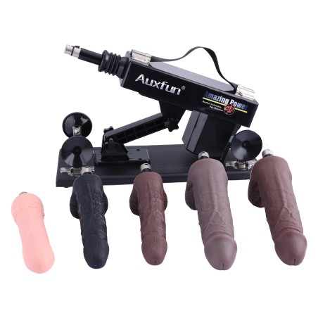 Auxfun Sex Machine Bundles with 5 Silicone Dildos