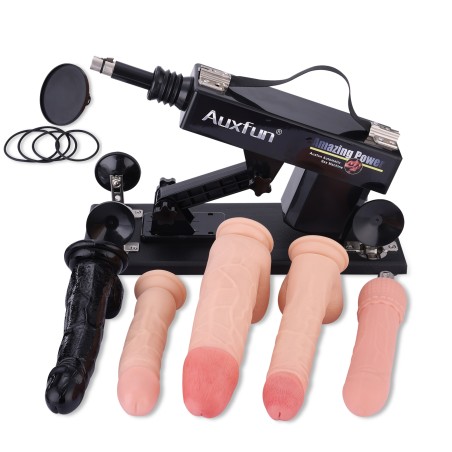 Auxfun Sex Machine Bundles with 5 Medium Dildos